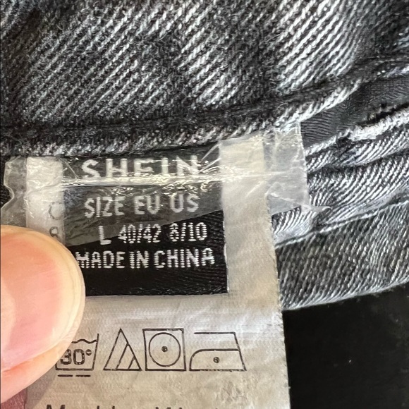 Large Shein Womens High Waisted Distressed Mom Jeans Colorblock Ripped High Rise - Picture 7 of 13